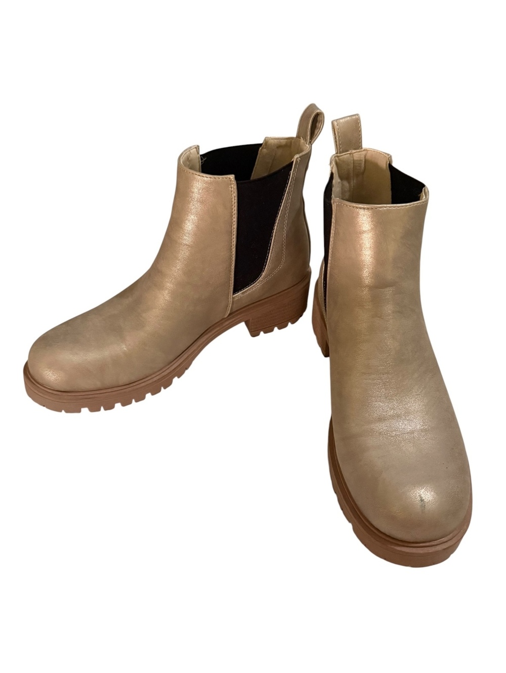 Seven7 Gold Leather Chelsea Ankle Boots